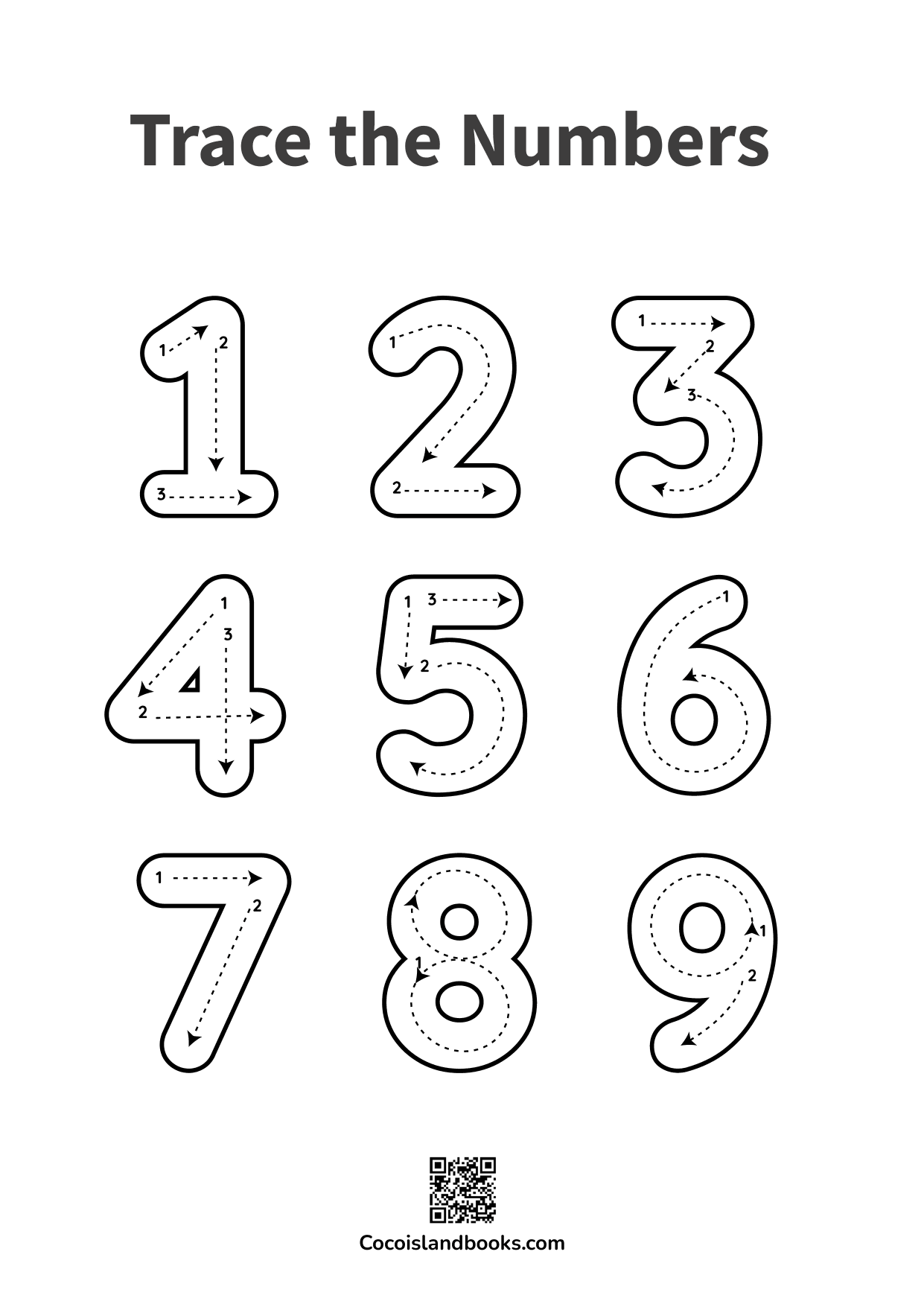 Free Number Tracing Worksheet for Kids – Numbers 1 to 9 Free number tracing worksheet for kids – trace numbers 1 to 9 with bold dotted lines