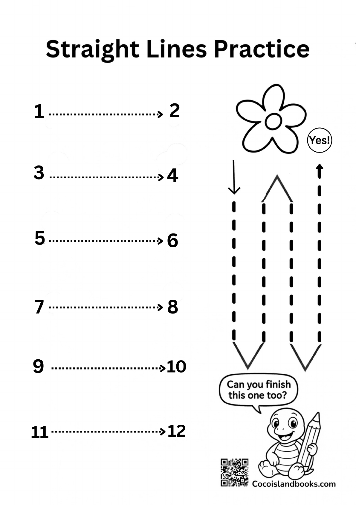 Straight Line Tracing Practice – Early Learning Printable for Kids Straight line tracing worksheet for preschoolers – practice pencil control and directionality