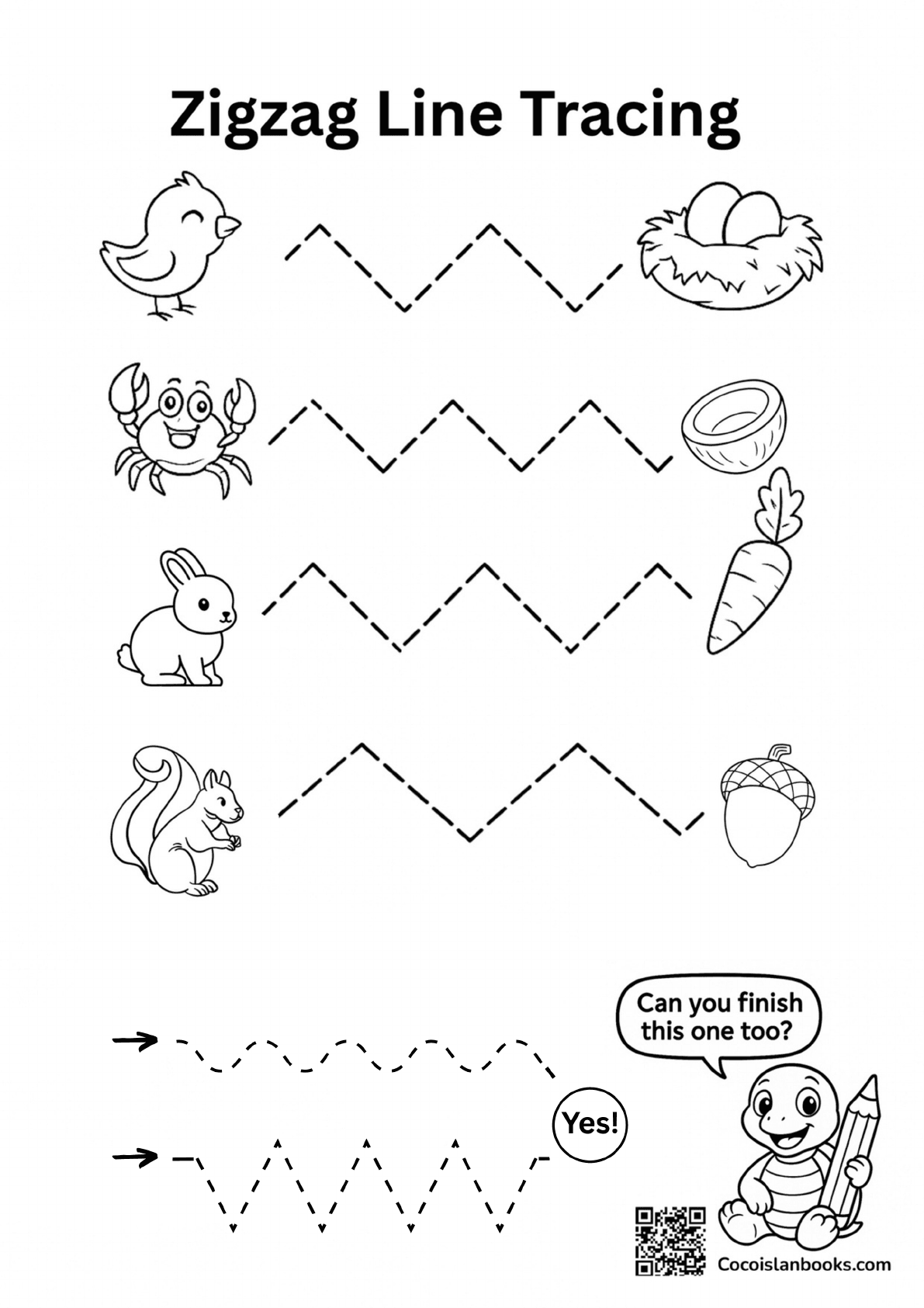 Zigzag Line Tracing Worksheet – Printable for Pre-K and Kindergarten Zigzag tracing worksheet for kids – printable prewriting activity to improve hand-eye coordination
